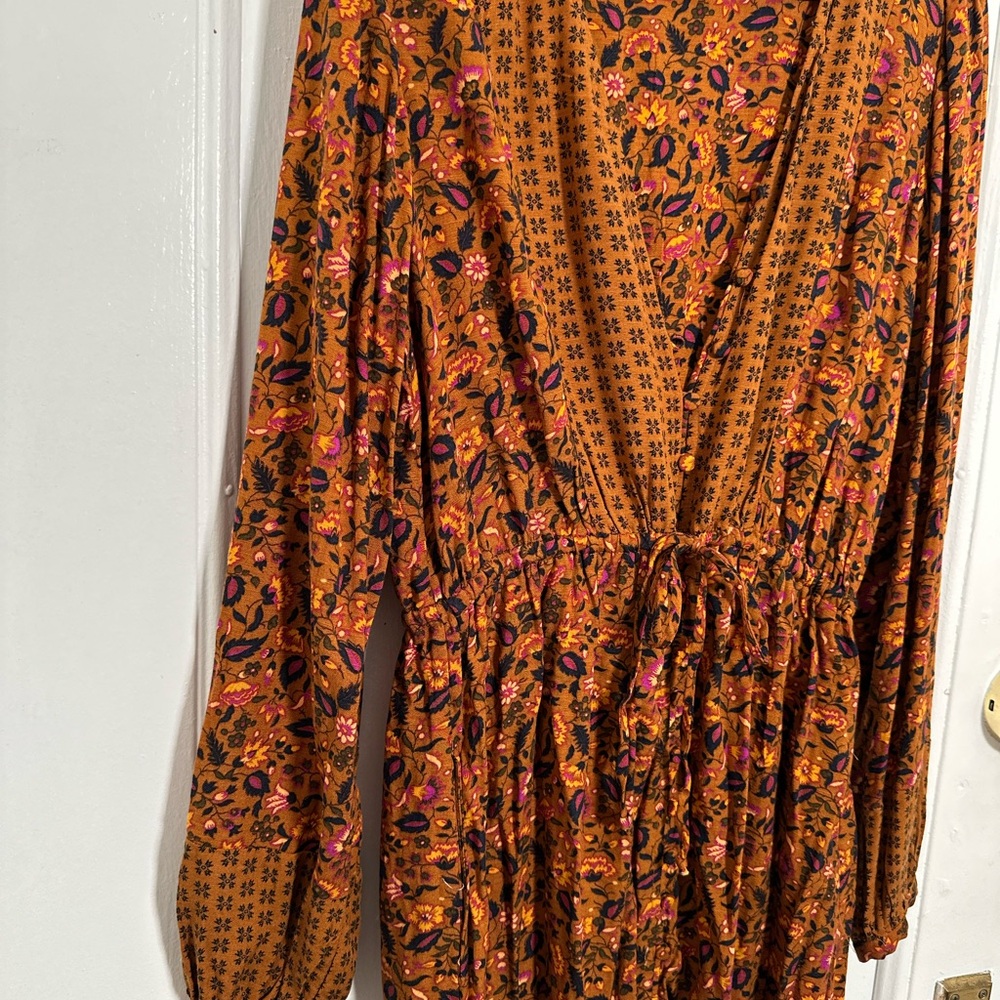Long Sleeve Dress in Orange and Brown Perfect for Fall - Picture 3 of 9